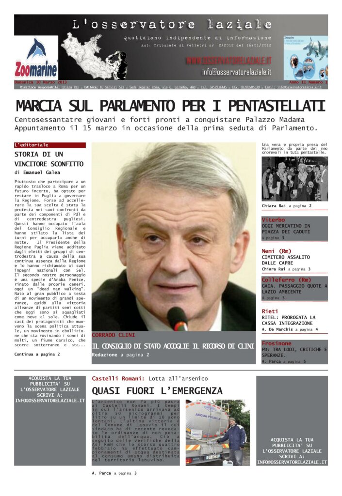 L'osservatore d'Italia edizione del 10 Marzo 2013